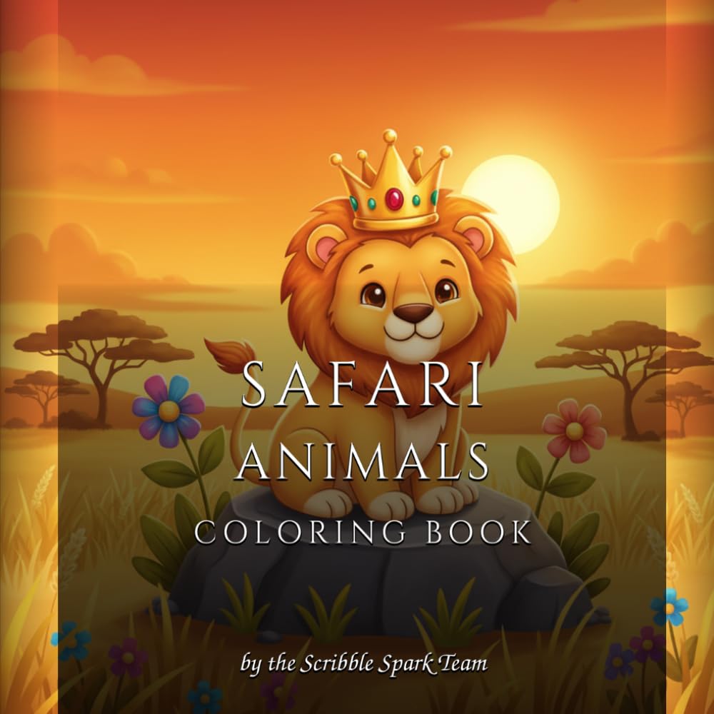 Safari Animals Coloring Book: 50 Wild Designs for Kids & Adults: By the Scribble Spark Team