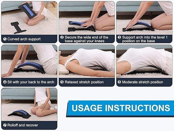 Image of Back Stretcher for Pain Relief Multi-Level Back Support for Lower & Upper Muscle Pain Relief Spinal Curve Back Relaxation Device for Bed,Chair,Car.