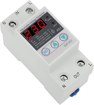 Voltage Protector Adjustable Under Over Voltage Protection, Voltage Output Stabilizer for Home Office Appliance, Protector Current Stabilizer Voltmeter for House Protection(63A)