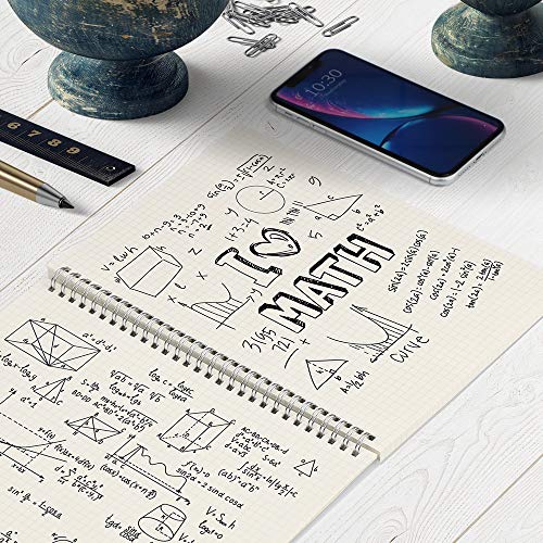 Ahgxg Graph Paper Notebook Spiral 3 Pack - A5 Grid Notebook 5.7"X 8.3", Thick 100Gsm Graph Grid Paper, 80 Sheets, Transparent Hardcover Journals For School Supplies, Office, Writing, Drawing #TOP5