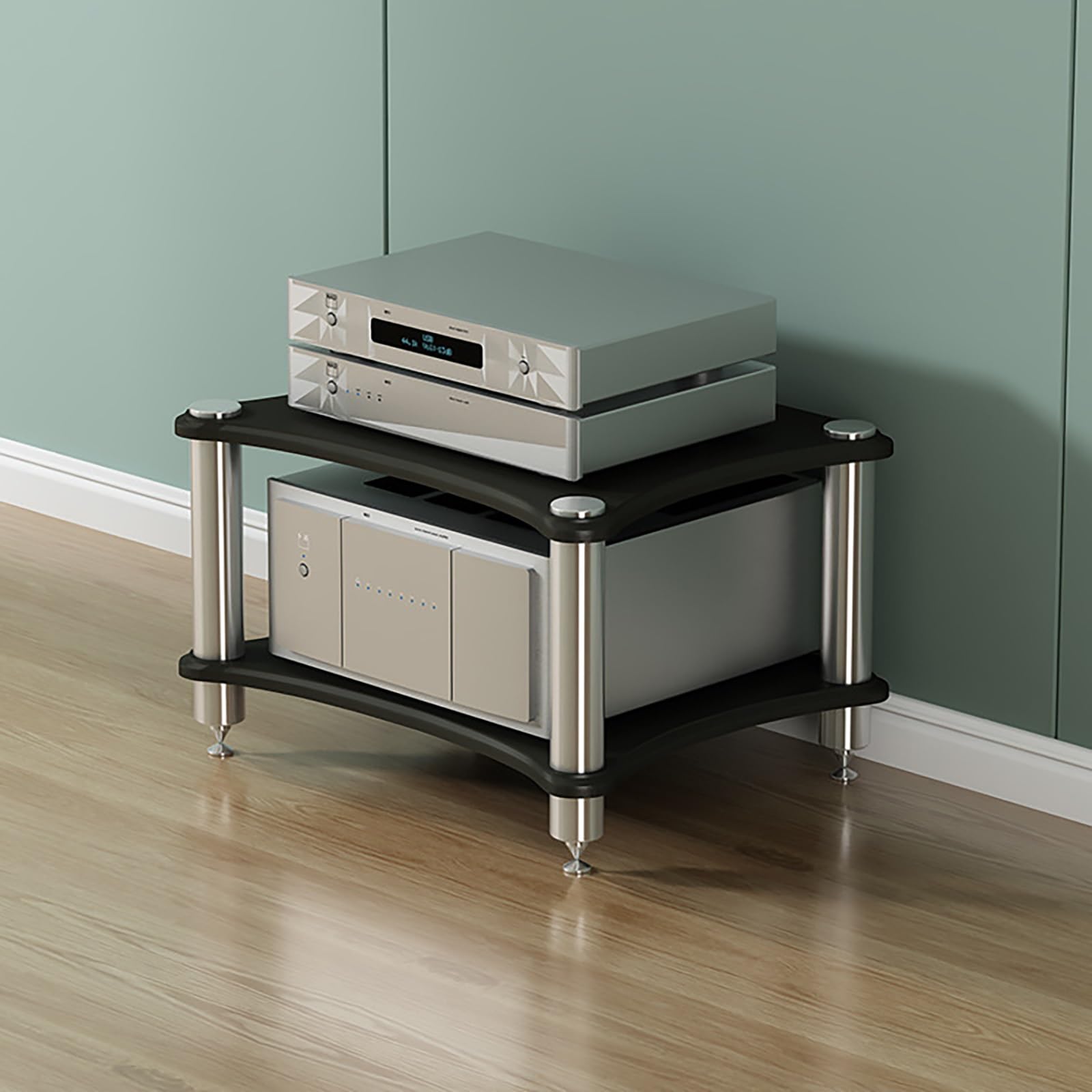 Meuble audio stéréo multi-niveaux noir 40 cm pour salon