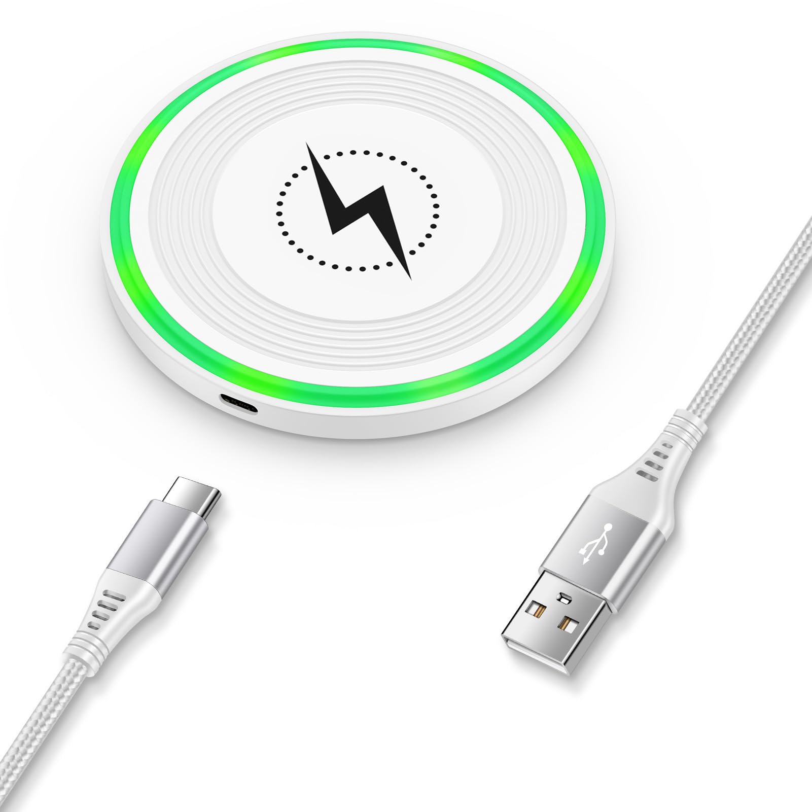 Chargeur Sans Fil Rapide 15W - Compatible IPhone, Samsung Galaxy, Google Pixel - Station De Charge Avec LED Et Câble USB-C