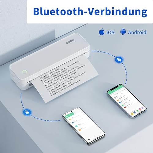 Miniatura 8 de JADENS Impresoras portátiles inalámbricas para viajes, compatible con letras estadounidenses de 8.5 x 11 pulgadas, impresora térmica Bluetooth