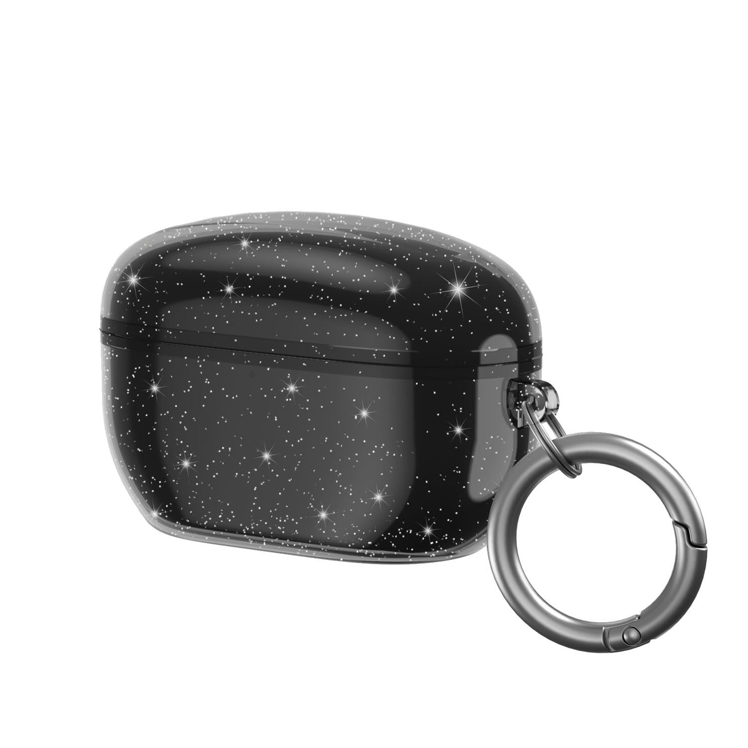 Soft TPU Case for Sony WF-1000XM5 Ear Tips with Keychain Case Cover for WF-1000XM5 Accessories Earbuds, Glitter Transparent Black