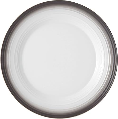 Mikasa Swirl Ombre - Bandeja redonda blanca, 12.5 pulgadas, con bandas de moca