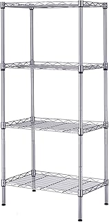 SINGAYE 4 Tier Shelf Adjustable Storage Shelf,350LBS Load Capacity,Metal Storage Rack,Silver,17.32”W X 11.41”D X43.3” H