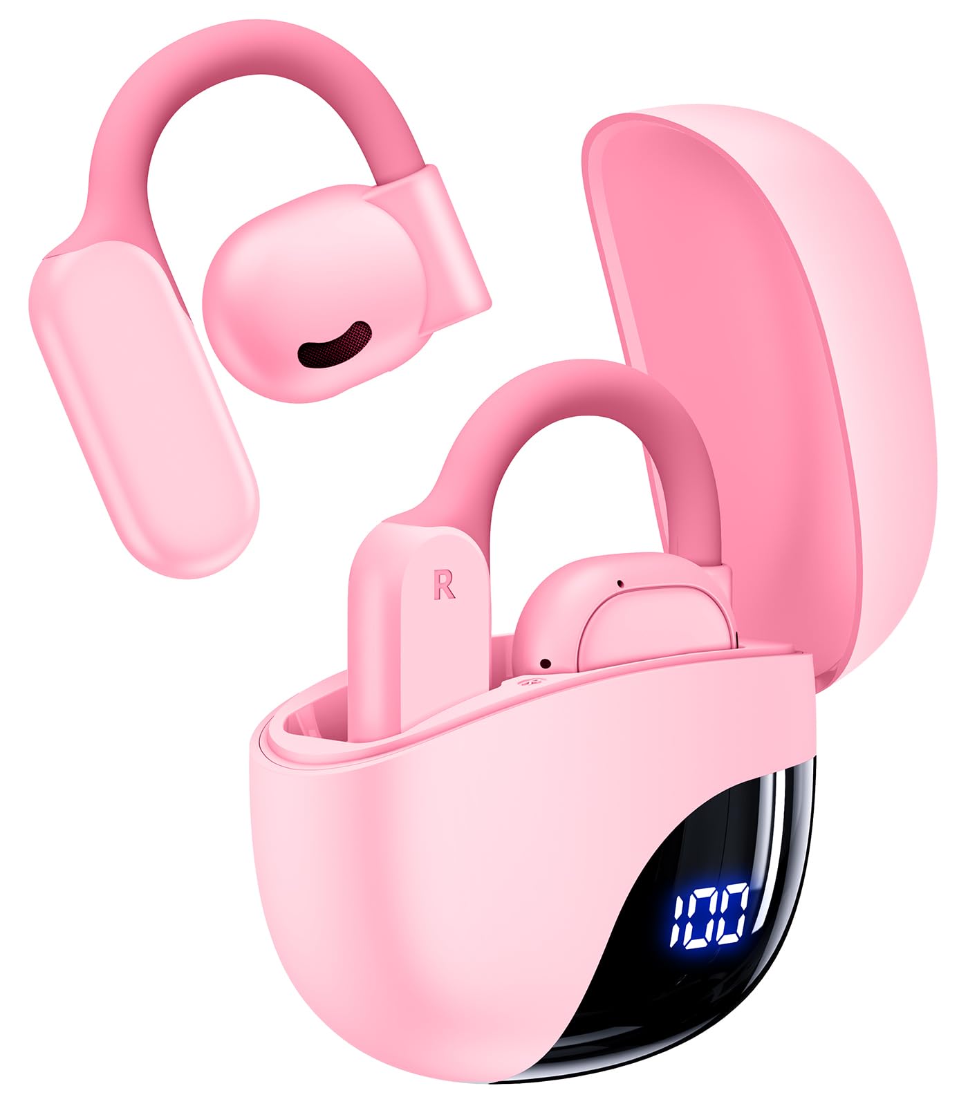 AI Translation Earbuds Real Time 164 Languages 80H Playtime Translator Ear Buds Audifonos Traductores Inglés Español Wireless Earphones Bluetooth AI Headphone for Travel Meeting Learning K08 Pink