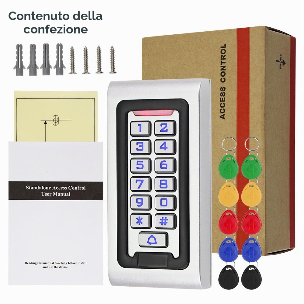Metallo IP68 RFID Controllatore di Accesso Impermeabile Tastiera di Controllo di Accesso 125KHz Password Sistema di Apertura Porta, Lettore WG26, con Portachiavi RFID 10PCS