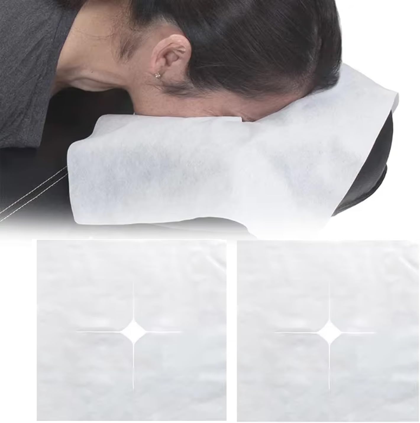 100 Pack Disposable Face Down Pillow Cover Disposable Face Cradle Covers Ultra Soft Non-Sticking Massage Bed Headrest Covers for Massage Table Lash Bed Spa Bed Beauty Tattoo Therapy Table image 3