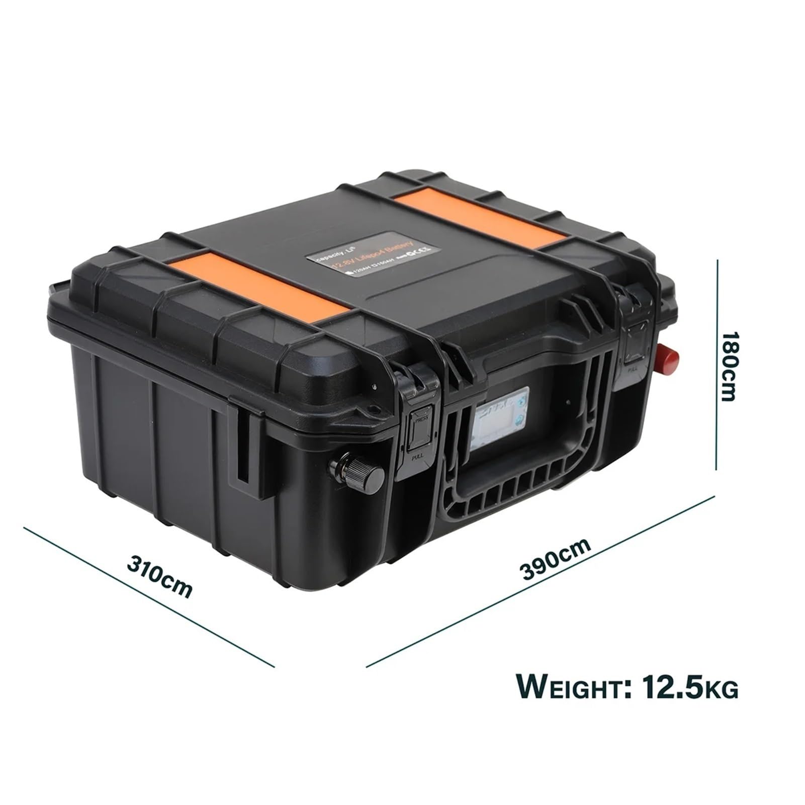 Akumulator Lifepo4 12,8 V, 100 Ah, 120 Ah, akumulator LiFePo 4 12,8 V, 4S1P z BMS, zasilanie zewnętrzne, czarny/pomarańczowy (OG 100Ah Bluetooth)