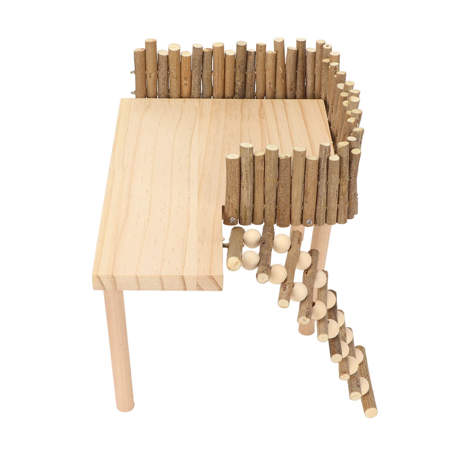 Piattaforma per Criceti con Scala da Arrampicata, Giocattoli per Porcellini D'India, Accessori per Gabbia per Cincillà, Giocattolo in Legno Naturale, Supporto per Palestra per Criceti, Scoiattolo,