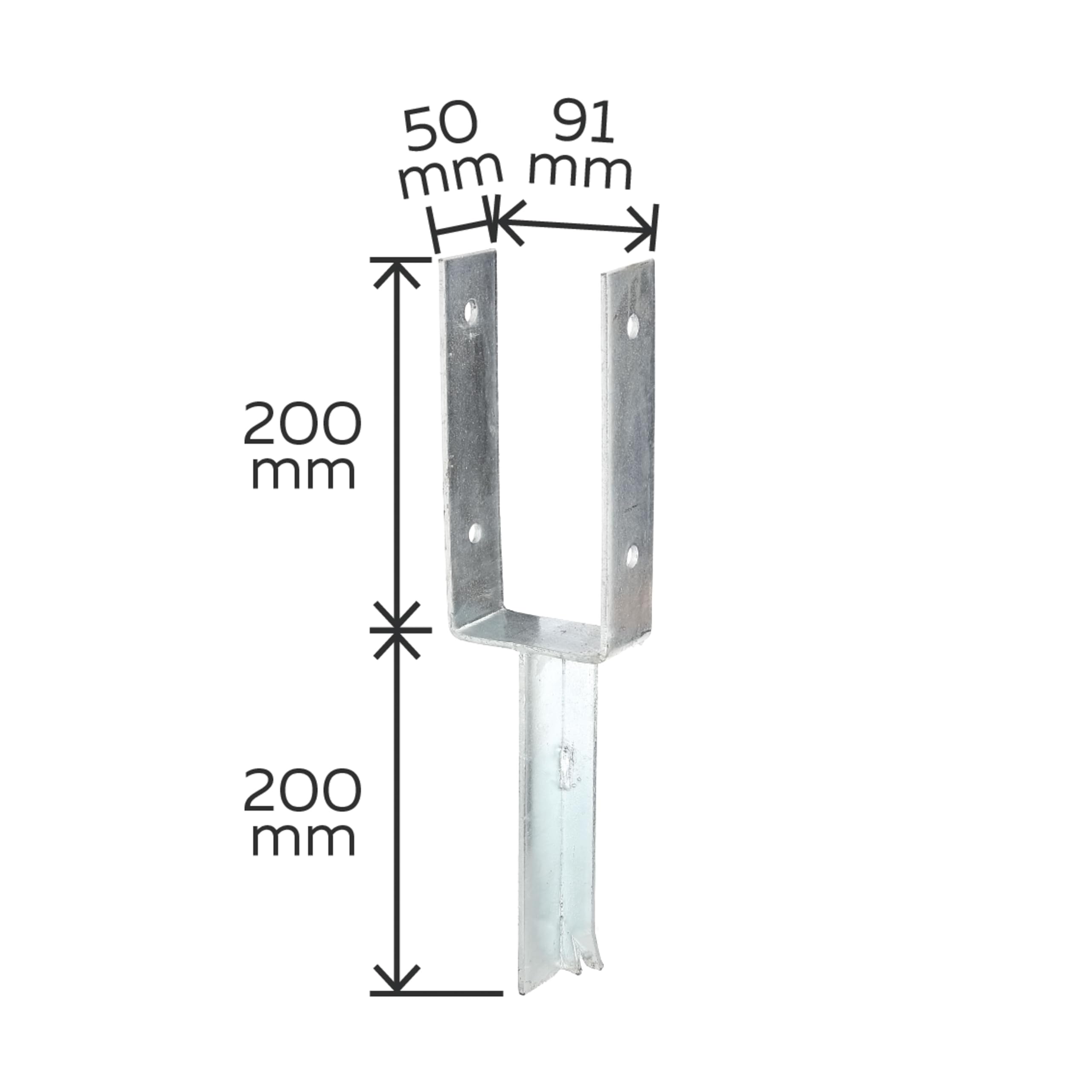 Alberts 216771 Supporto per Pali a U, zincato a Caldo, Ampiezza: 91 mm