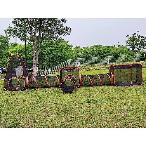 Tienda de campaña 6 en 1 para gatos con túnel, corralito portátil para uso en interiores y exteriores, ideal para gatos, conejos, hurones y animales pequeños