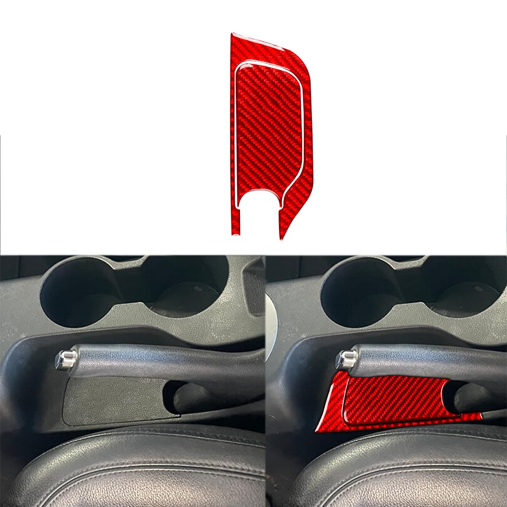Car Hand Brake Cover Trim Real Carbon Fiber Sticker Compatible with Hyundai Veloster 2012 2013 2014 2015 2016 2017 Red Accessories