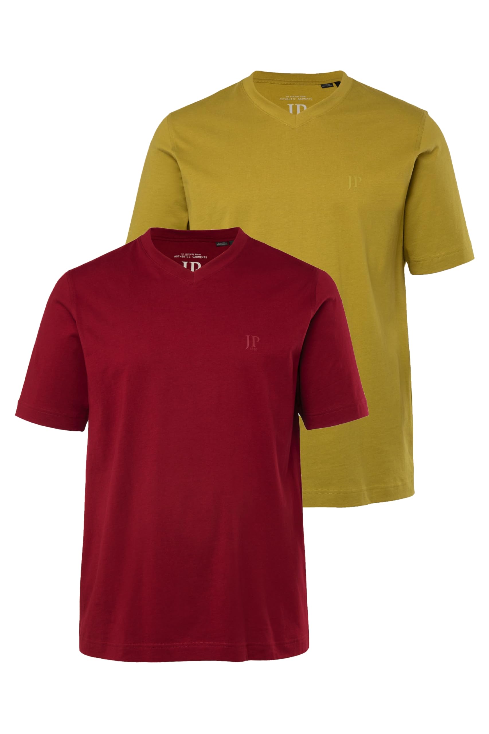 JP 1880, Men's Plus Size V Shirt 2 Pack, Claret, 3XL