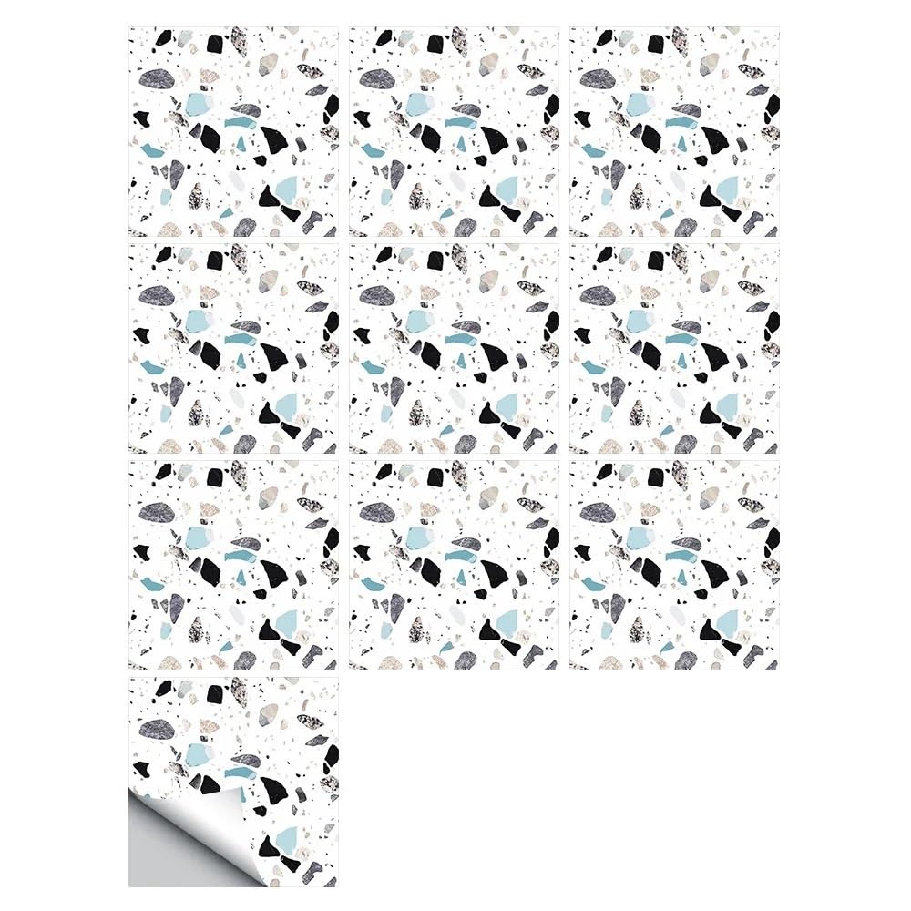 Piastrelle Adesive 10 pezzi adesivi for piastrelle da cucina, paraschizzi, armadi, lavandini, stacca e attacca murali impermeabili(30cmX30cmX10pcs)