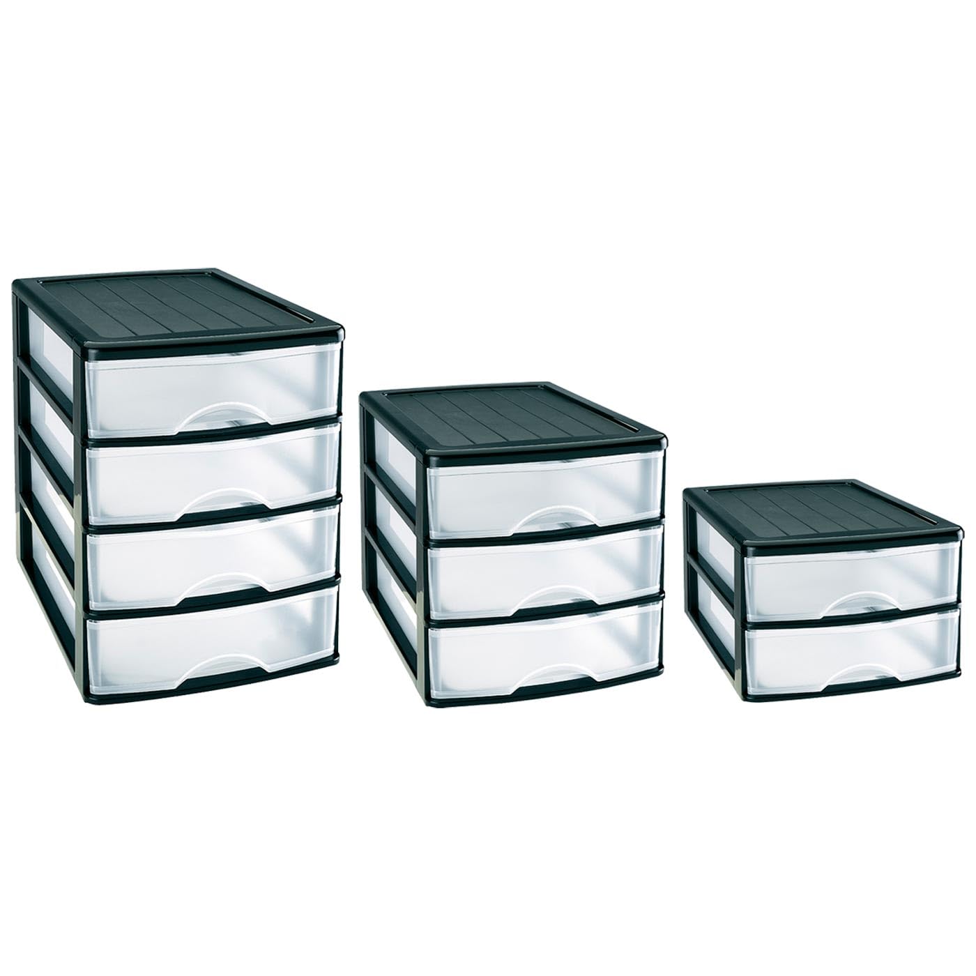 Acan Tradineur Loira - Commode De Bureau 3 Tiroirs Transparents En Plastique Blanc - Rangement Multi-usages
