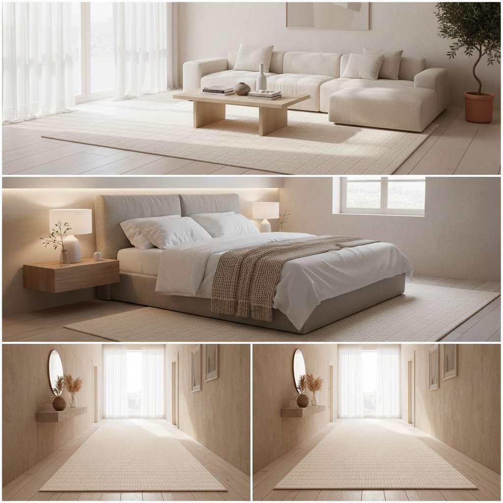 Premium Hand Tufted Area Rug, 100% New Zealand Wool Carpet, Non Slip Cotton Backing, Modern Traditional Rug for Living Room Bedroom Dining Room, Easy Care Soft Luxury Floor Rug, Beige, 9 x 9 ft