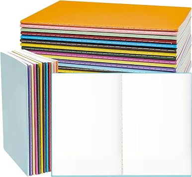 24 Pack Colorful Blank Notebooks Bulk, A5 Unlined Journals with 12 Colors, 8.3x5.5 Inches Blank Paper,60 Pages 30 Sheets, Perfect for Travel, Writing, Sketching, Work, and School 24, 12 Colors