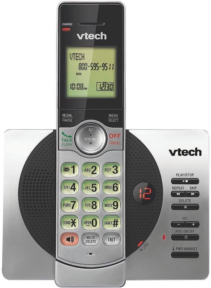 VTech DECT 6.0 Expandable Cordless Phone with Answering System and Caller ID, Silver/Black CS6929