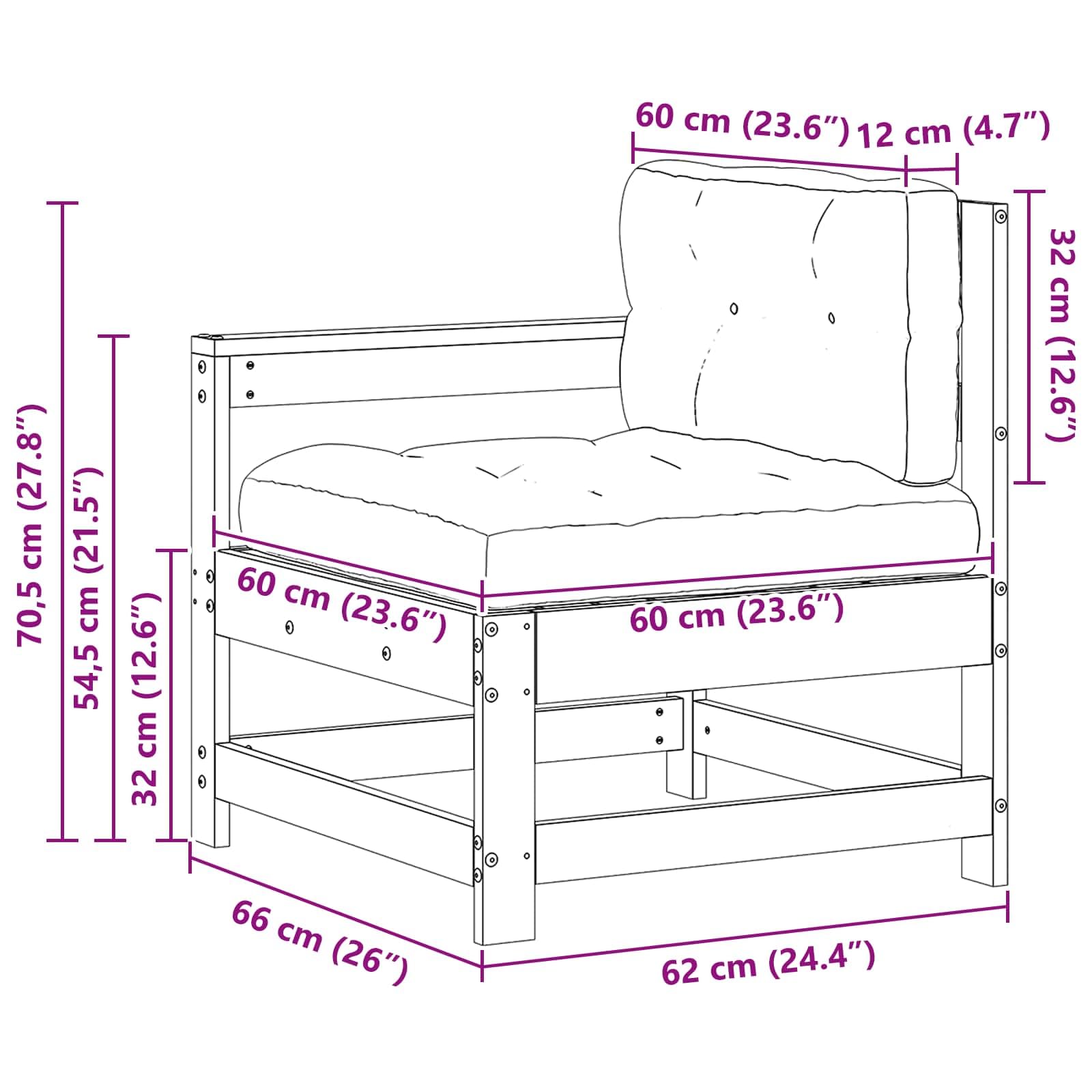 Juego de sofá modular para exteriores de madera maciza de pino marrón cera, con cojines de espuma para mayor comodidad, flexible y adaptable para asientos modernos al aire libre.