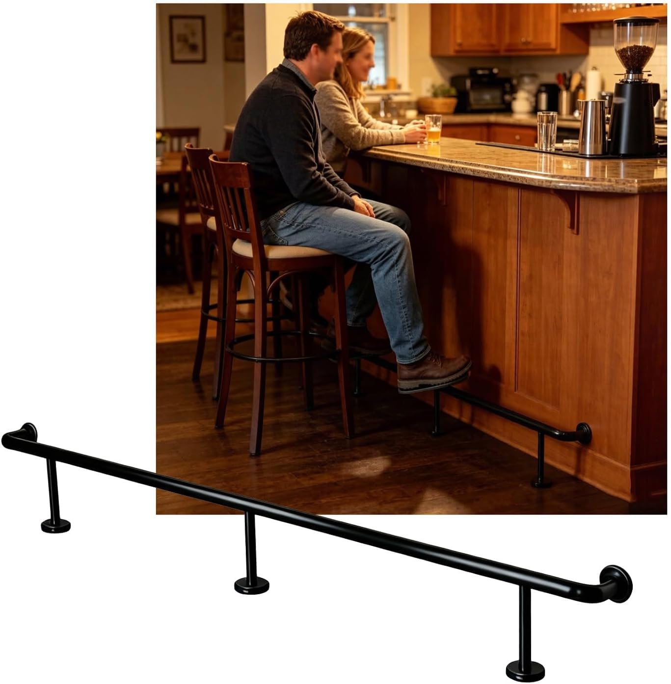 HGOuhK Bar Foot Rail Kit Bar Foot Rail Kit 3.28~16.4ft for Indoor Stainless Steel Bars Feet Rails for Restaurant Kitchen(Schwarz,3.5M/11.48FT)