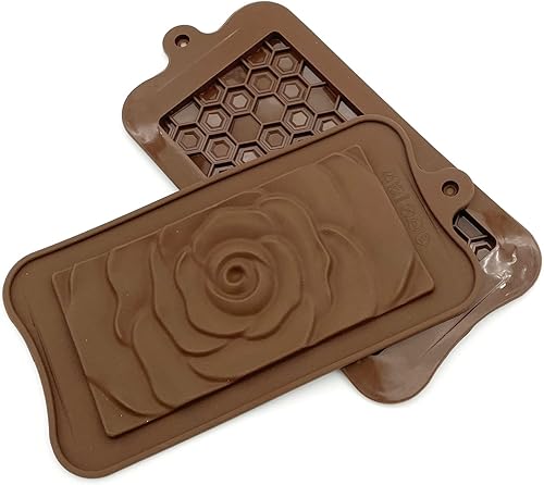 Miniatura 4 de Molde de barra de chocolate de 4 piezas de silicona para hacer barras de proteínas antiadherentes, forma de panal de rosa, caramelo de hielo,