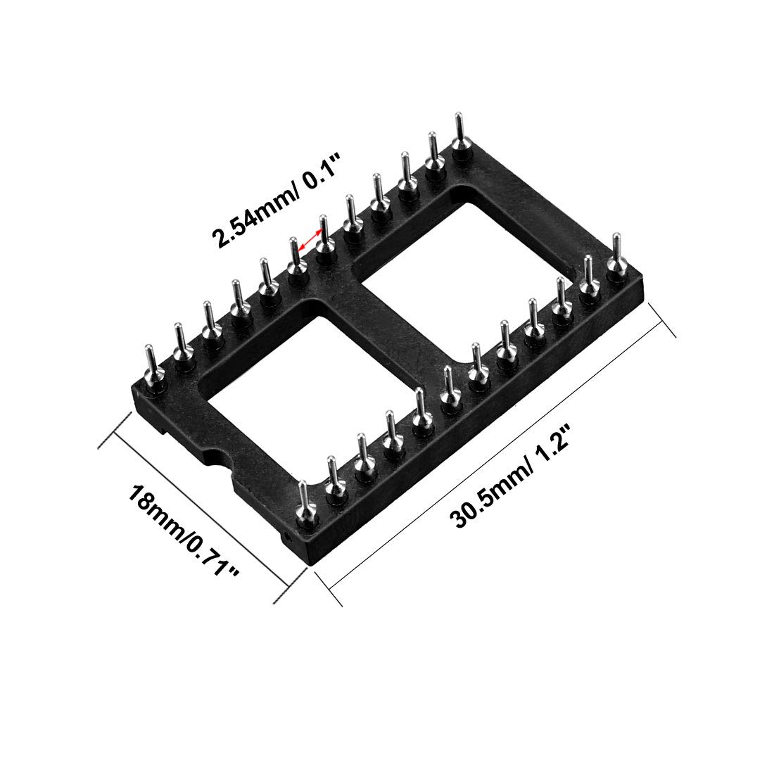 10pcs 28-Pin DIP IC Socket Adapter 2.54mm Pitch – Round Pins Solder Type For PCB Projects