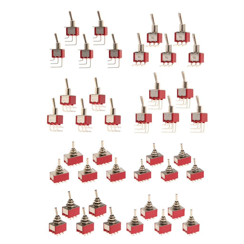CALANDIS 5Pcs Red On/On Mini Toggle Switch 12 Pin 4Pdt Length 35Mm-image-19