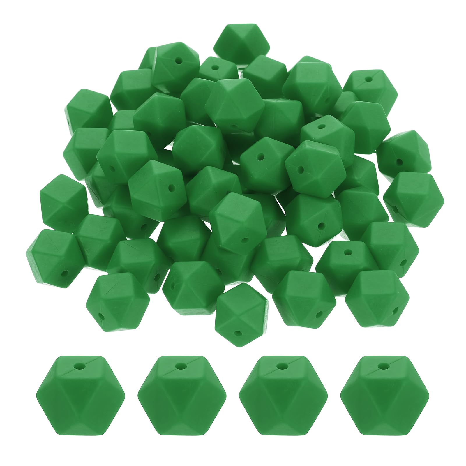 Perles focales hexagonales 14mm en caoutchouc pour fabrication de porte-clés et bijoux DIY, 90x