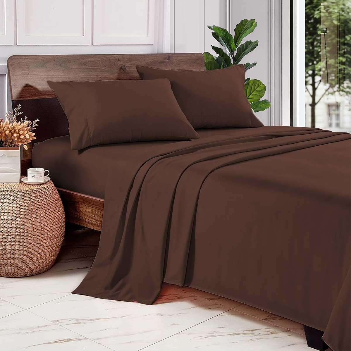 SGI beddingFull Size Sheets Luxury Soft 100% Egyptian Cotton - Sheet Set for Full Size 54x75 Mattress Chocolate Solid 600 Thread Count Deep Pocket…