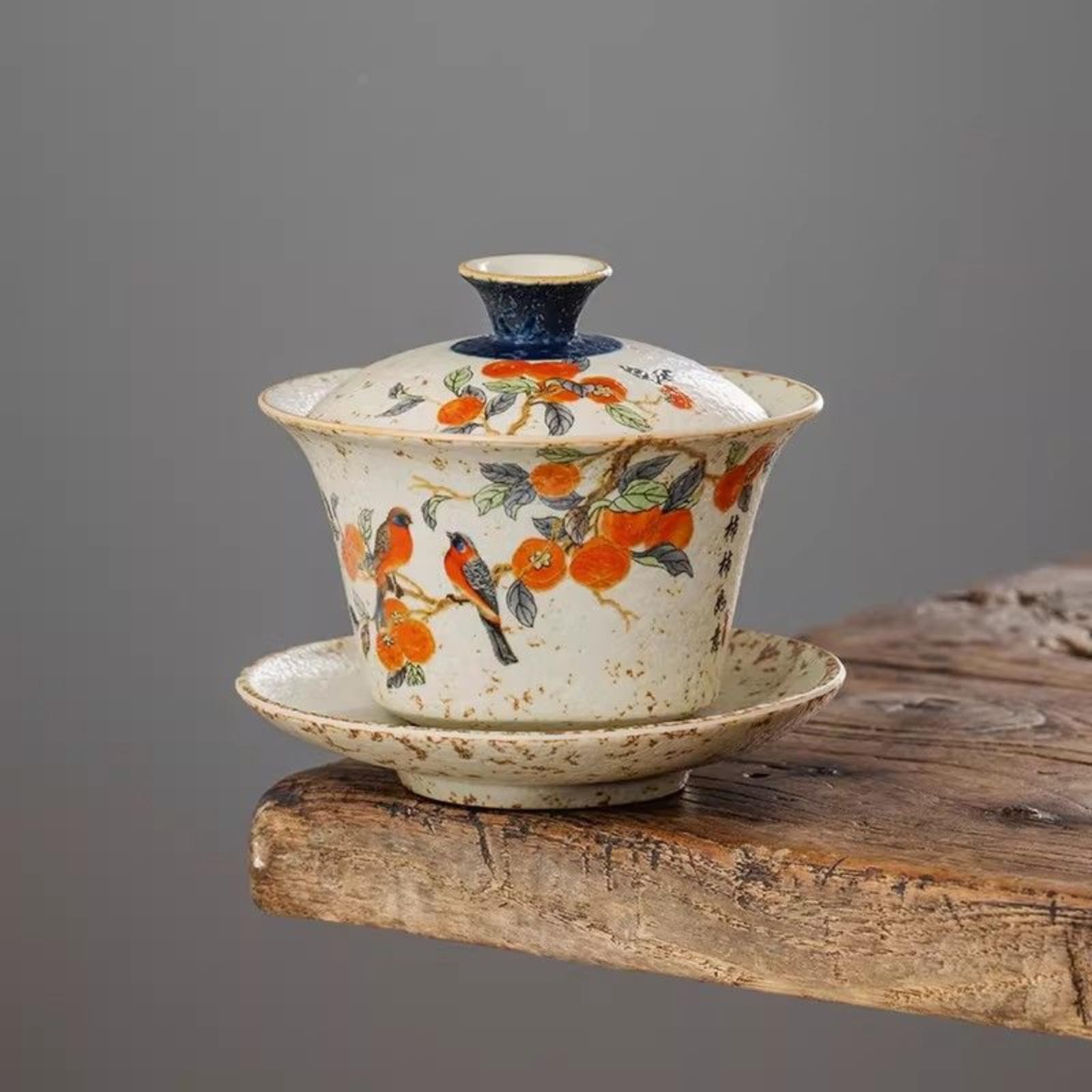 Gaiwan de cerámica fina estilo antiguo, cuenco de té Kung Fu de 130 ml