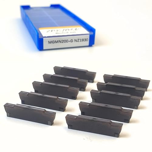 ZNXIMER MGMN200-G Hoja de carburo recubierta de estaño, 10 unidscaja, herramienta de torno de hoja de carburo ranurada de 0.079 in de ancho para