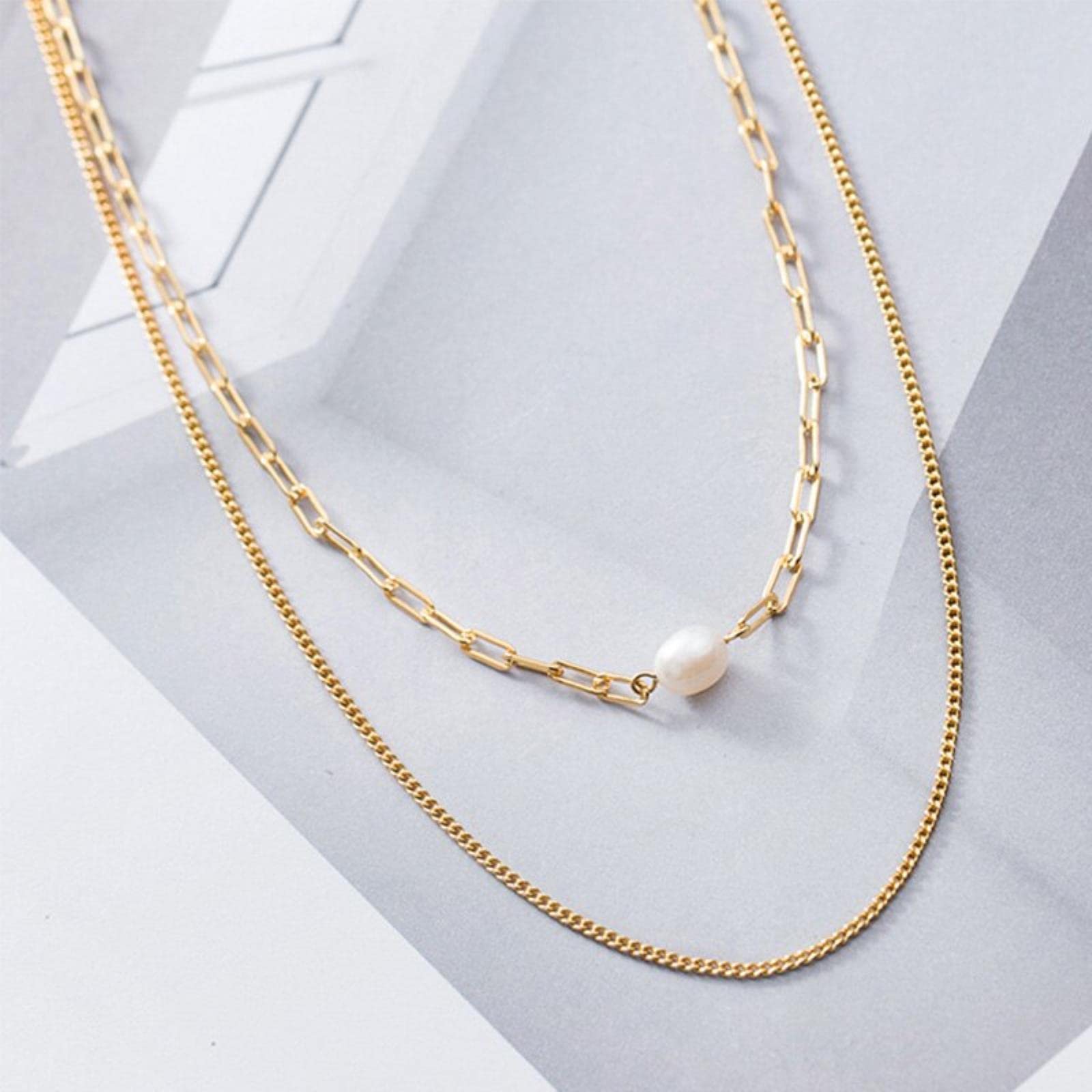 Gargantilla De Perlas De Agua Dulce De Doble Cadena De Plata De Ley 925 Auténtica Para Mujer, Joyería Para Fiesta De Boda S925