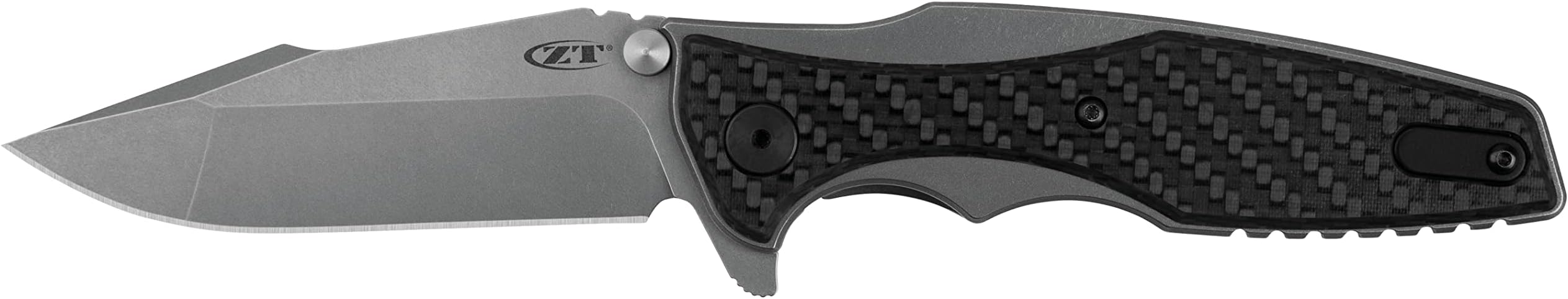 Zero Tolerance Hinderer CF Pocketknife; 3.5-Inch Blade of 20CV Stainless Steel; Titanium Handle with Glow-in-The-Dark Carbon Fiber Overlay, Frame Lock, Made in The USA (0393GLCF)