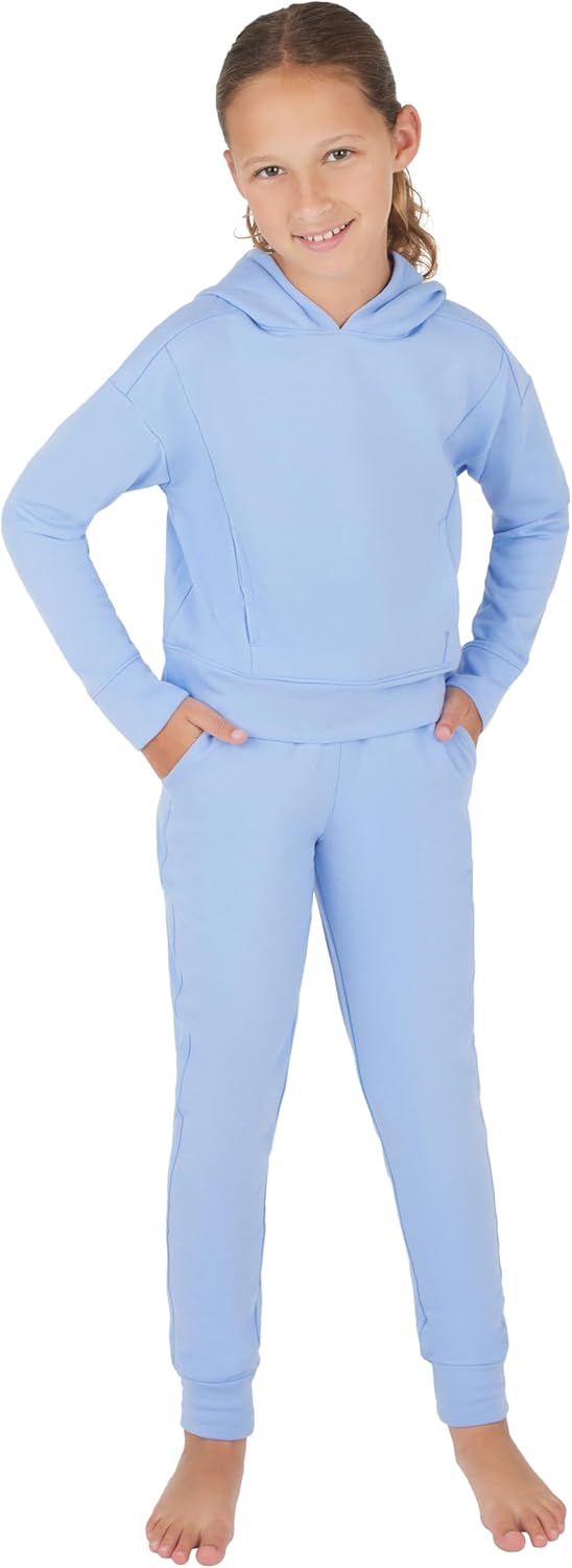 Yogalicious Girls Sweatsuit 2 Piece Brushed Pullover Hoodie and Jogger Outfit Set