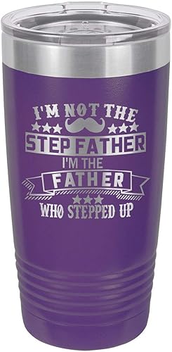 IM NOT THE STEP FATHER PURPLE Vaso de bebida de 20 oz con pajita  Taza de viaje grabada con láser  Comparar con Yeti Rambler  Idea de regalo papá