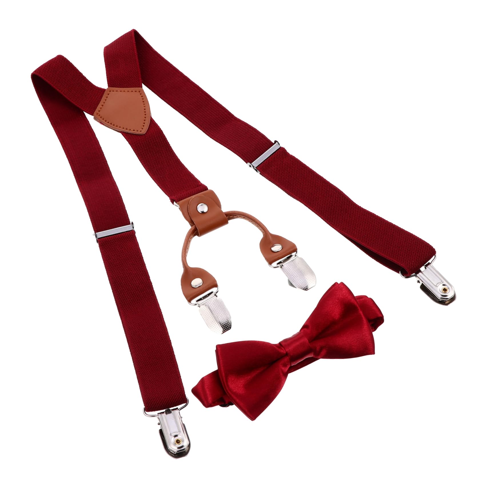 BESTYASH 4 Clip and Girls Suspenders Matching Bow Tie Boys Girls Set Comfortable for School Dance Birthday Wedding
