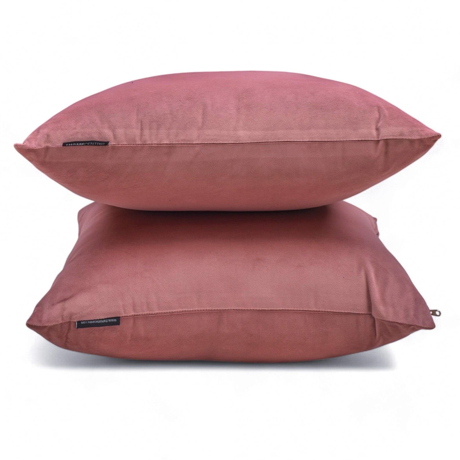 The HomeCentric Rose Blush Luxe Housses de Coussin 60x60 cm | Paquet de 2 Moderne Velours Housse de Coussin | Couleur Unie Taies d'oreiller pour canapé, Chambre et Salon - Blush Pink Velvet