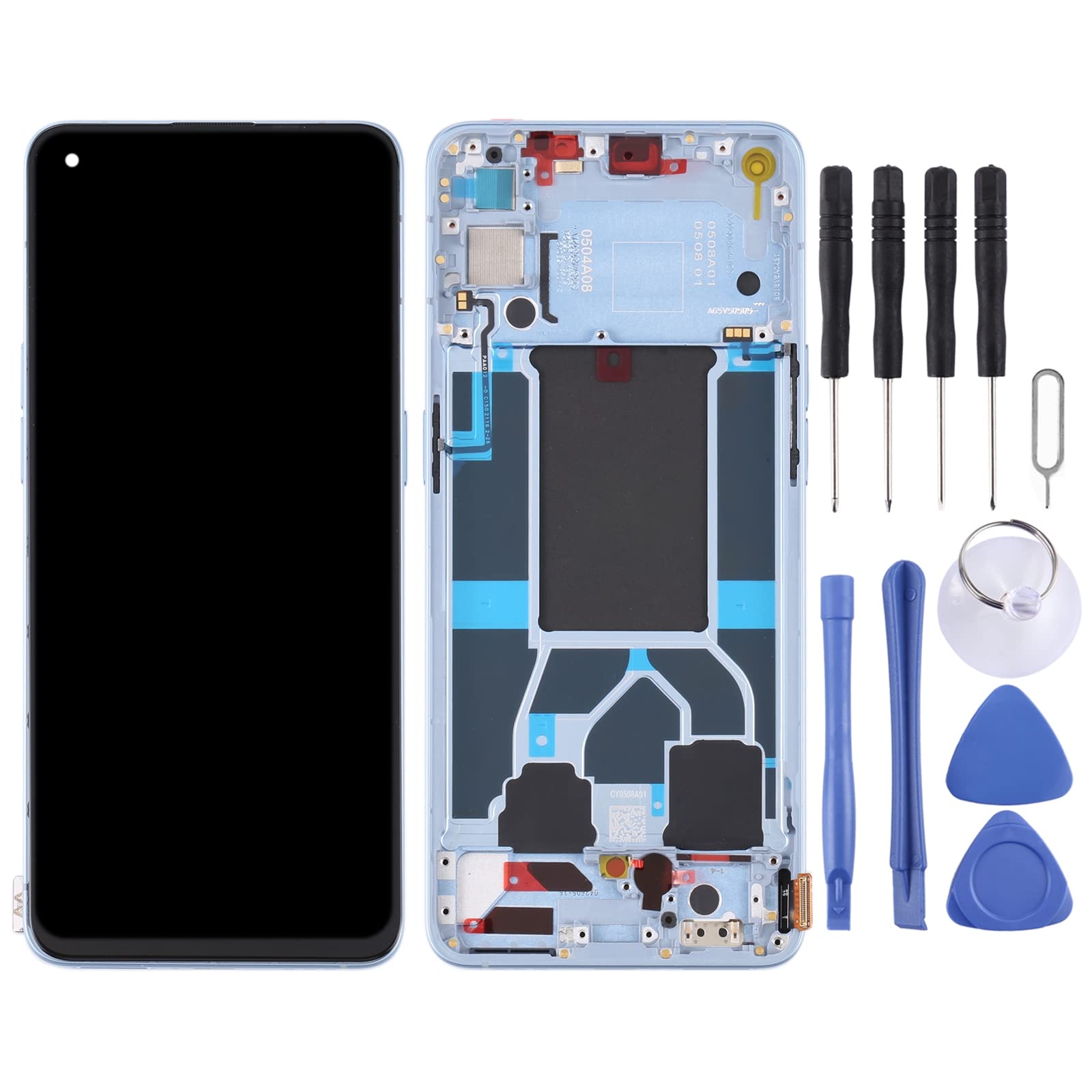 LADYSON Schermo LCD TFT Per Oppo Reno6 5G (CPH2251) - Display E Touch Digitizer Con Cornice Nera E Kit Utensili - Ricambio Non Originale - 4