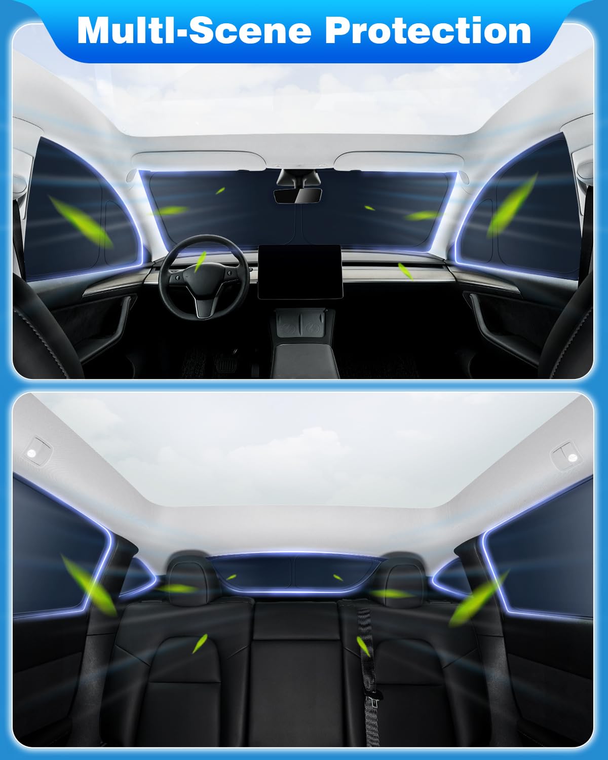 Black Window Shades for Tesla Model 3 2018-2023/ Model 3 Highland 2024-2026 Accessories for Model 3 (All Years) Side Window Cover Window All Window Front Windshield Side Window Full Set 8PCS