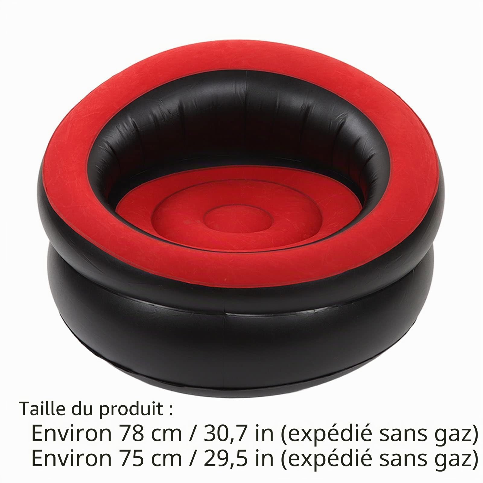 Canapé Gonflable, canapé à Air floqué, Canapés Gonflables, Chaise Longue pour Salon, Chambre à Coucher, Salle de Lecture, Bureau, Balcon, Camping, Voyage (Rouge)