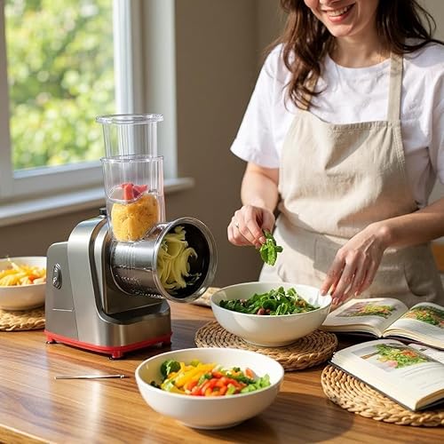 Miniatura 3 de Rallador eléctrico de queso 5 en 1 - Cortadora y trituradora eléctrica multifunción para queso, verduras, nueces y más - Potente motor de 150 W,