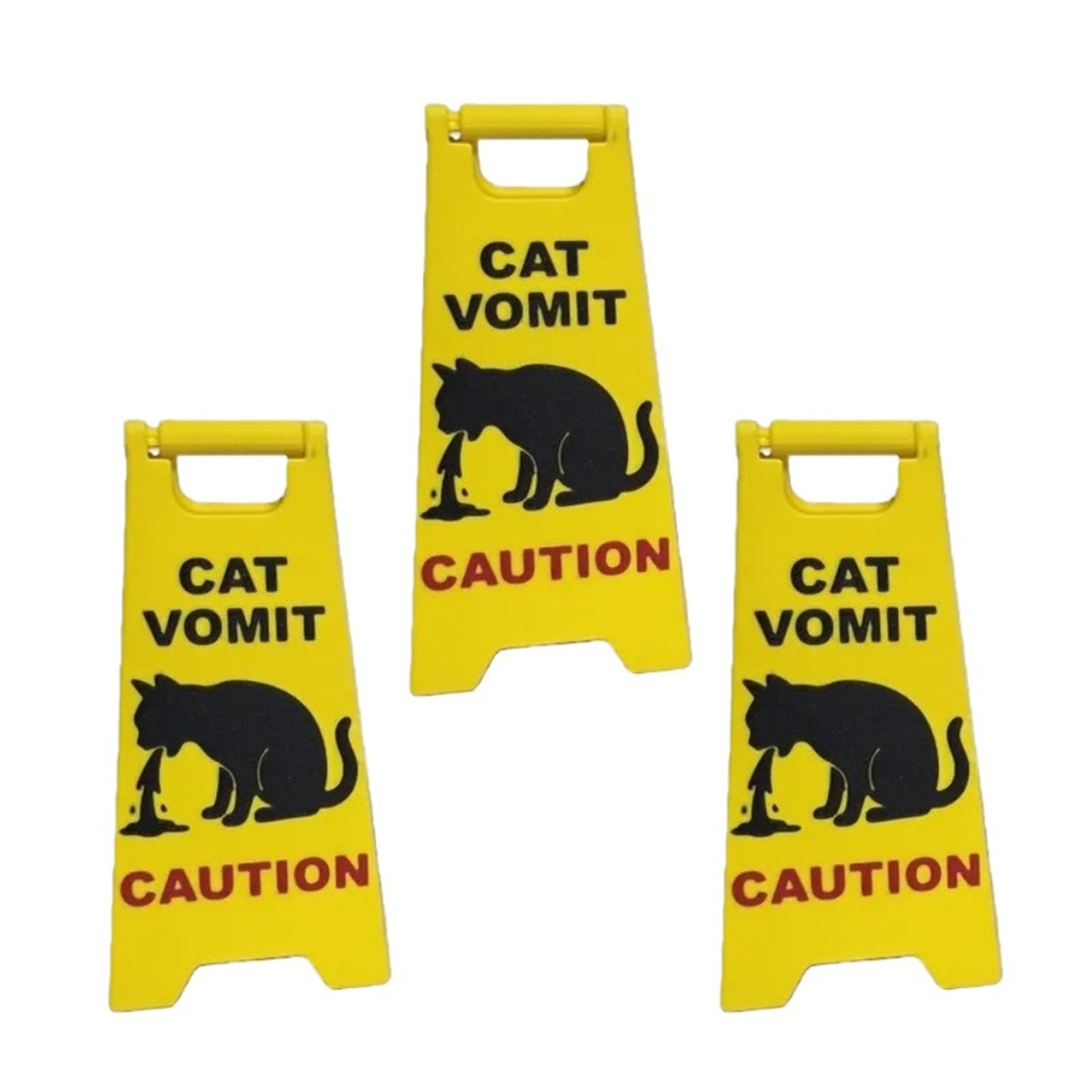 Jazuaiao 3Pcs Cats Vomit Caution Signs Cats Vomits Warning Signs Desk Decorations Funny Novelty Vomit Sign for Home Decors Warning Sign Novelty Desk Decor Gifts for Home