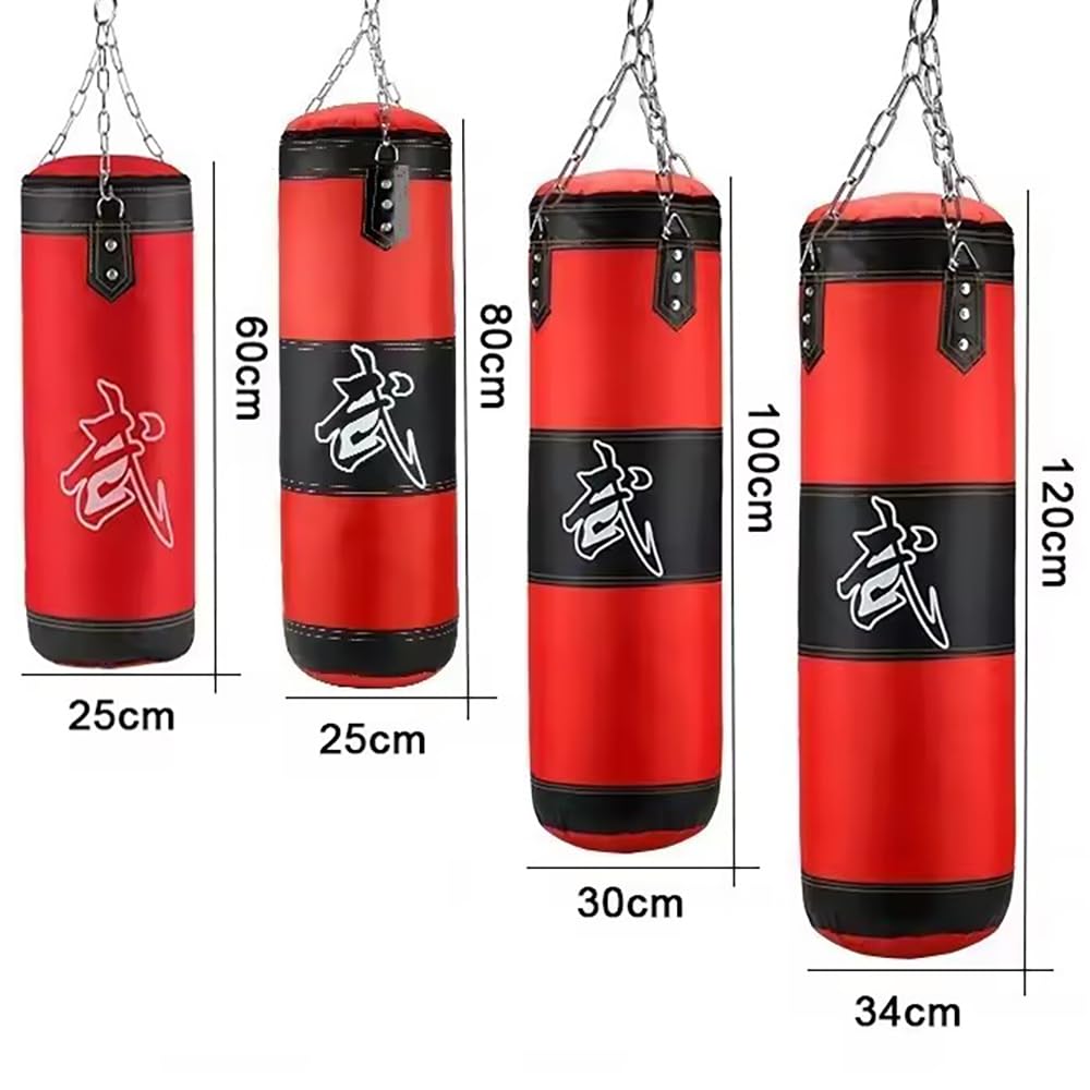 HEYOUTH Worek Bokserski Wiszący, Wypełniony Worek Bokserski Wytrzymały 15 w 1, Materiał PU z Grubszym Łańcuszkiem Obracalny o 360°, Nadaje Się Do Boksu Muay Thai