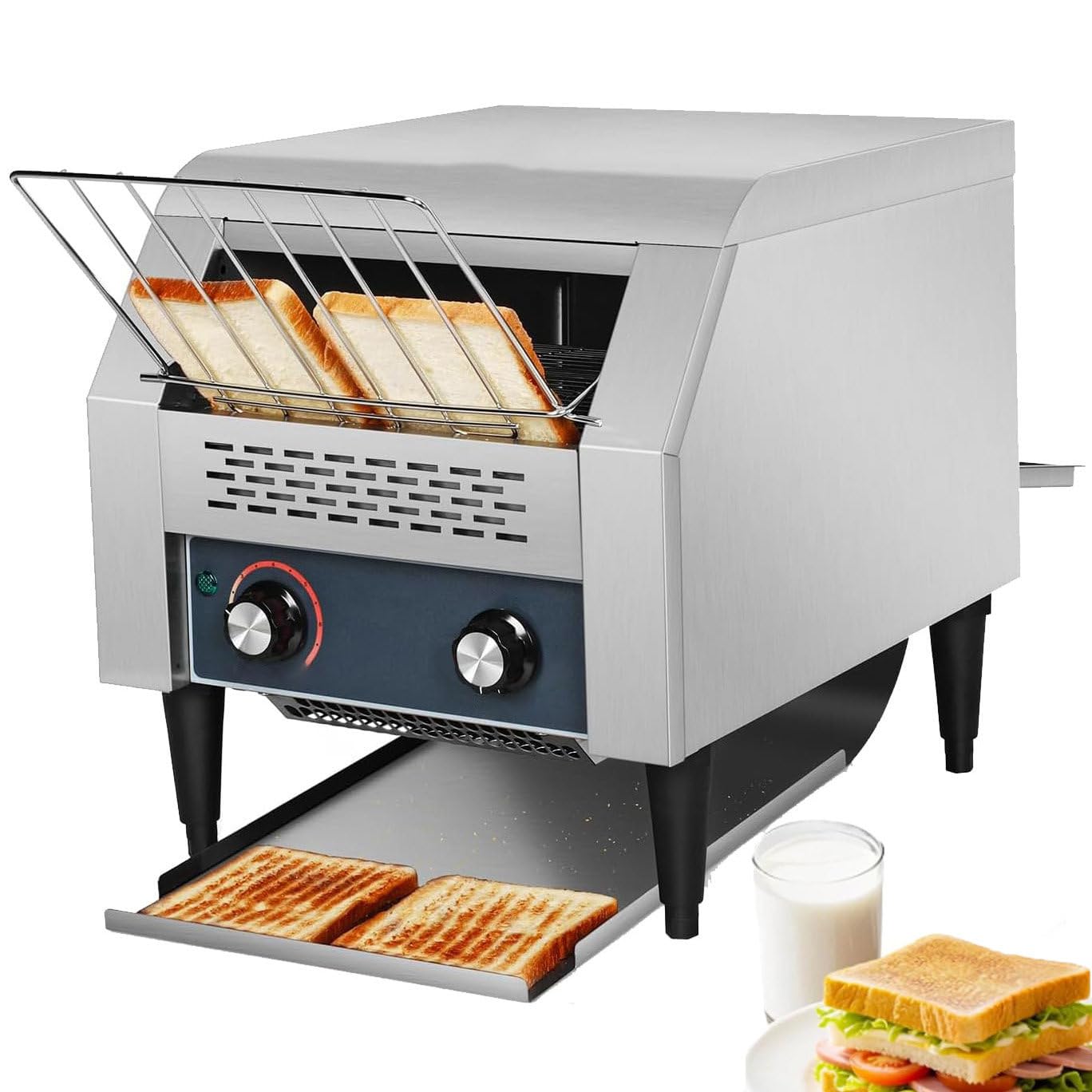 ZHJOPP Commercial Toaster, Conveyor Toaster Commercial Heavy-Duty Stainless Steel Rotating Toasters Oven For Restaurant (E250Type)