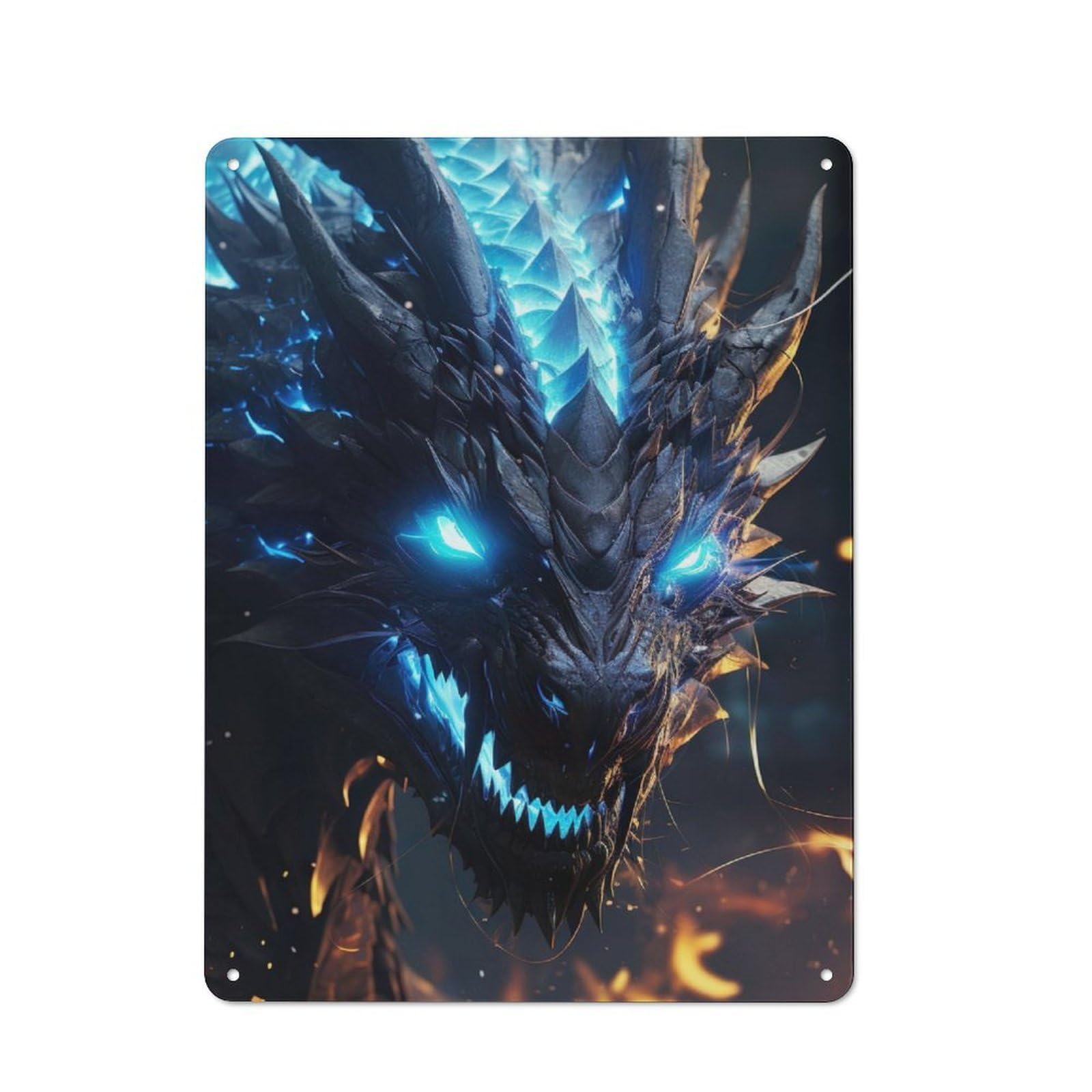 Junmoney Blue Lightning Dragon Industrial-Style Tin Sign 40X30cm For Pub Or Café, Suited To Pub Decor Enthusiasts