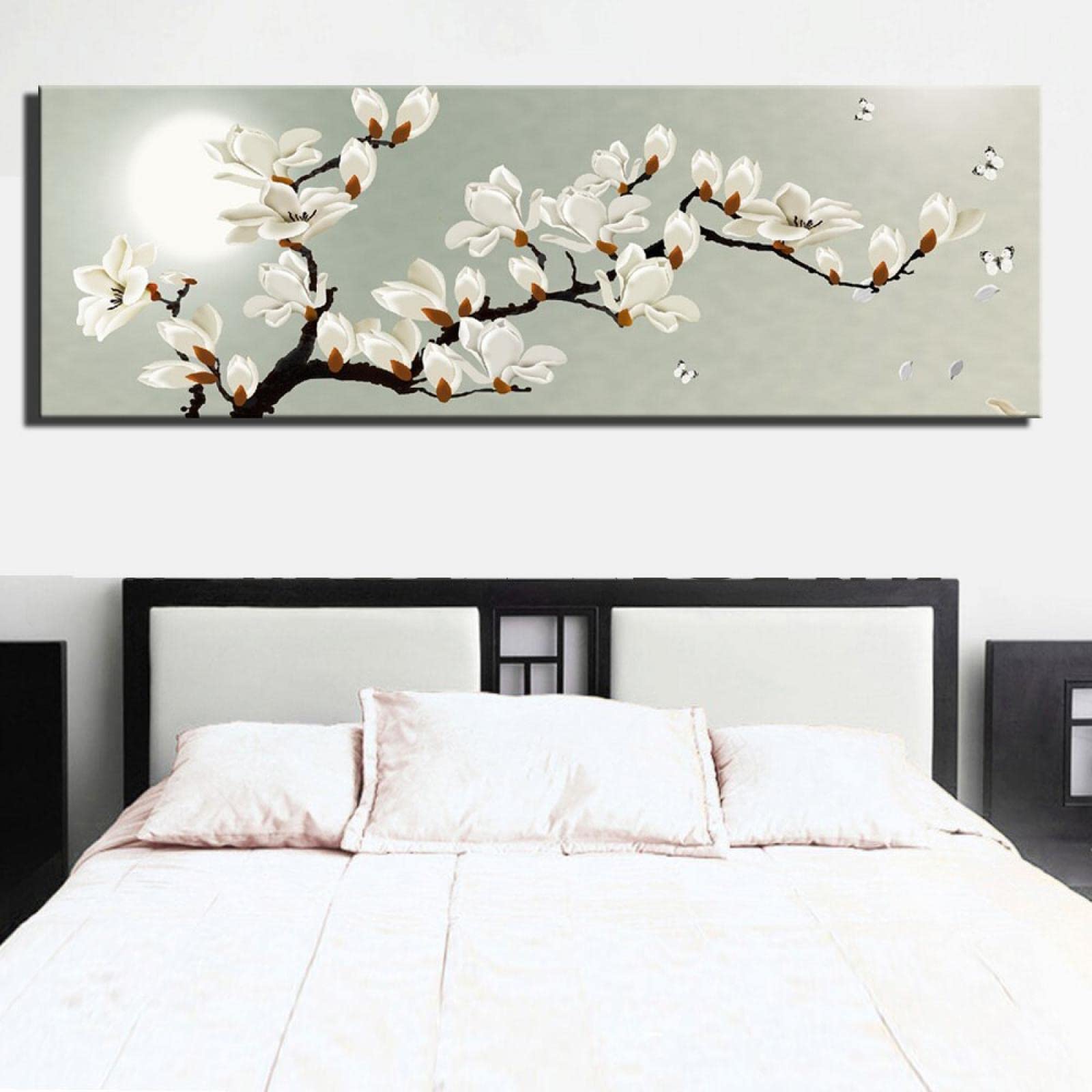 Toile magnolia blanc grande taille pour une deco zen de chambre | 30x90cm - 8