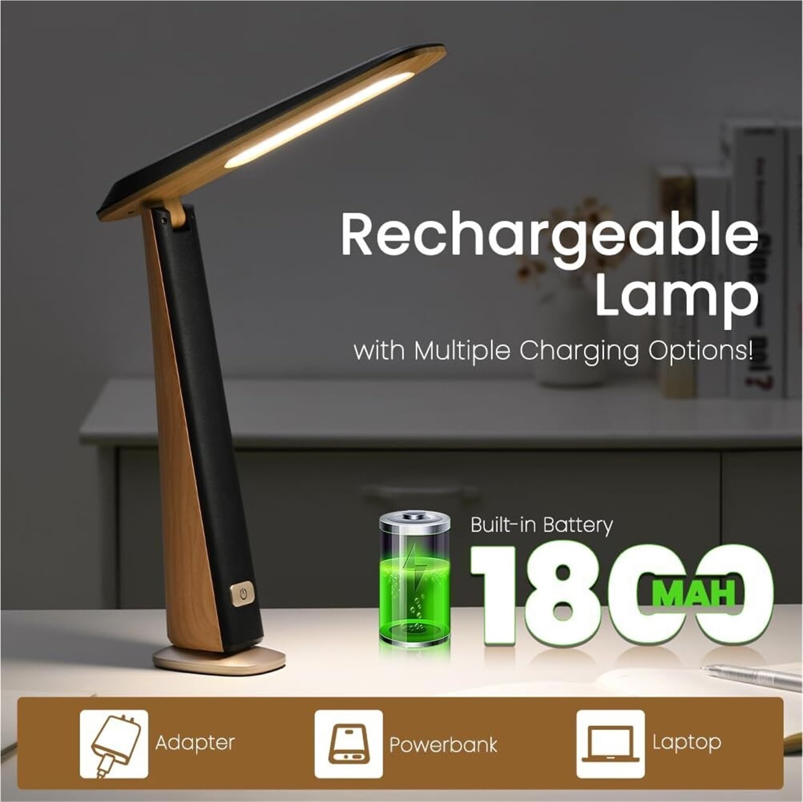 Lámpara De Mesa Lámpara de Oficina Lámparas De Escritorio Recargables Plegables LED A Batería Con Brillo Continuo Luz Escritorio