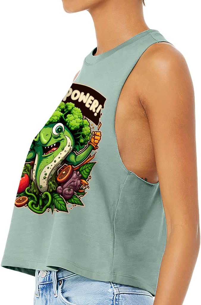 Veggie Power Racerback Cropped Tank - Cute Women's Tank - Funny Tank Top